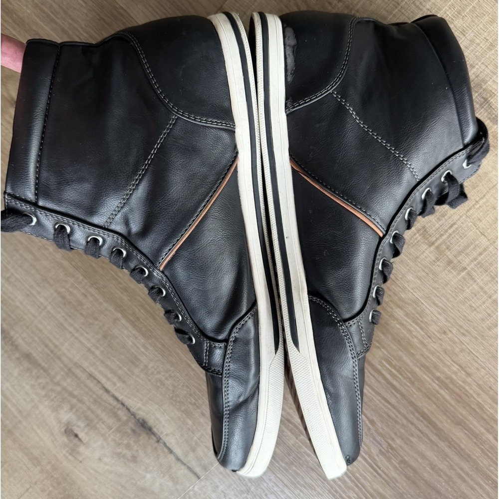 ALDO Men's Black Leather Ankle Boots Lace‎ Up Contrast Stitching Size 11 - Picture 5 of 10